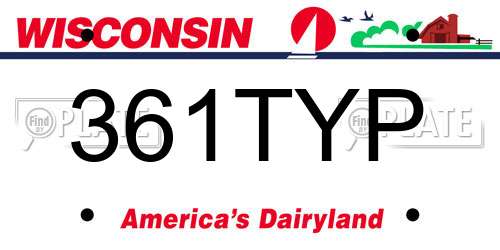 361TYP Wisconsin License Plate