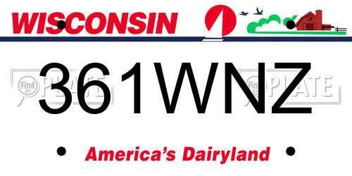 361WNZ Wisconsin License Plate