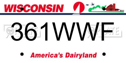 361WWF Wisconsin License Plate