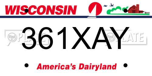 361XAY Wisconsin License Plate