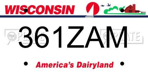 361ZAM Wisconsin License Plate