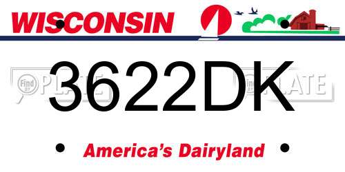 3622DK Wisconsin License Plate