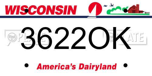3622OK Wisconsin License Plate