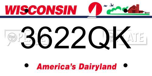 3622QK Wisconsin License Plate