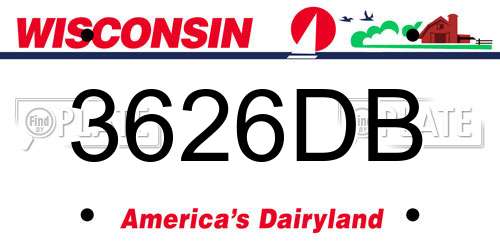 3626DB Wisconsin License Plate