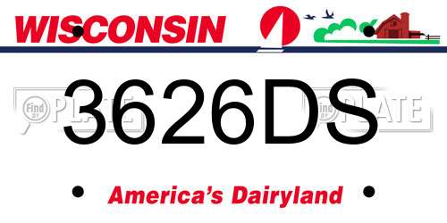 3626DS Wisconsin License Plate