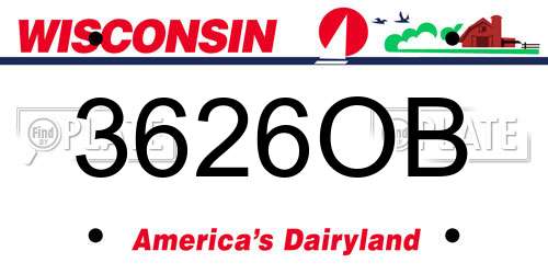 3626OB Wisconsin License Plate