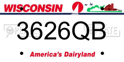 3626QB Wisconsin License Plate