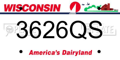 3626QS Wisconsin License Plate