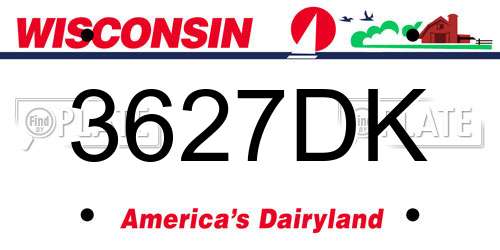 3627DK Wisconsin License Plate