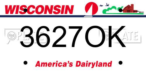 3627OK Wisconsin License Plate