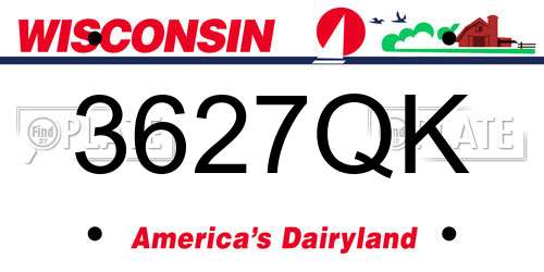 3627QK Wisconsin License Plate