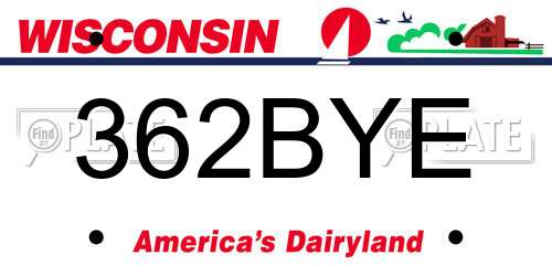 362BYE Wisconsin License Plate