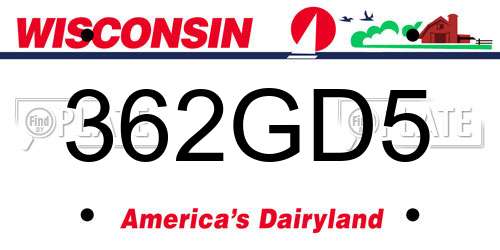 362GD5 Wisconsin License Plate