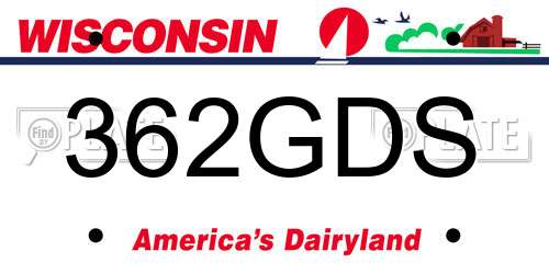 362GDS Wisconsin License Plate