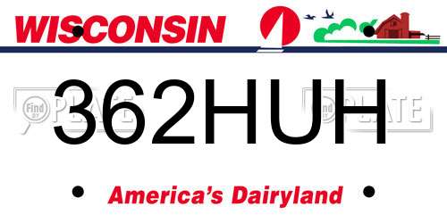 362HUH Wisconsin License Plate