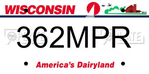 362MPR Wisconsin License Plate