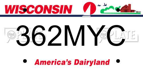 362MYC Wisconsin License Plate