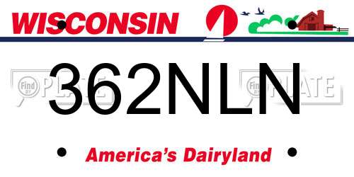 362NLN Wisconsin License Plate