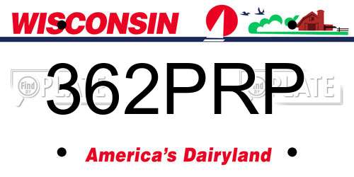 362PRP Wisconsin License Plate