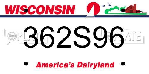 362S96 Wisconsin License Plate