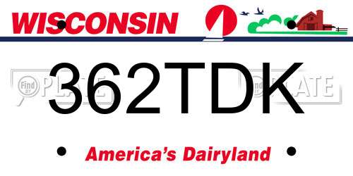 362TDK Wisconsin License Plate