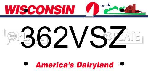 362VSZ Wisconsin License Plate