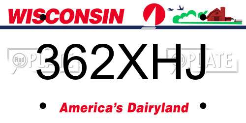 362XHJ Wisconsin License Plate