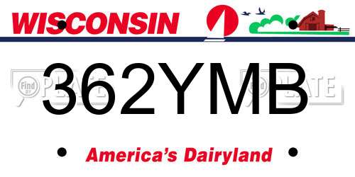 362YMB Wisconsin License Plate