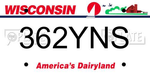 362YNS Wisconsin License Plate