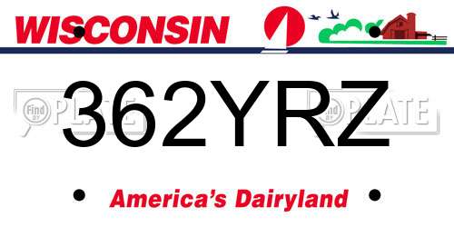 362YRZ Wisconsin License Plate