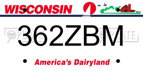 362ZBM Wisconsin License Plate