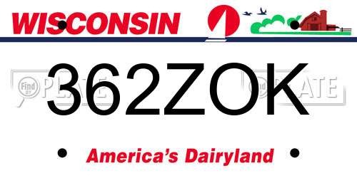 362ZOK Wisconsin License Plate