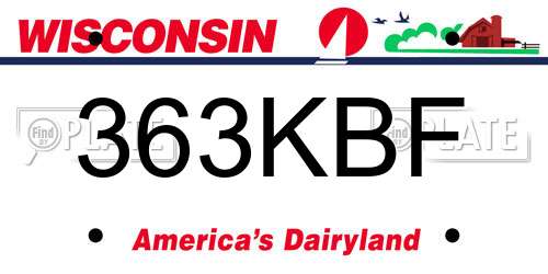 363KBF Wisconsin License Plate
