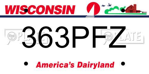 363PFZ Wisconsin License Plate