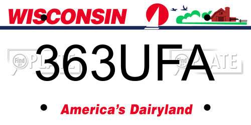 363UFA Wisconsin License Plate
