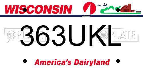 363UKL Wisconsin License Plate