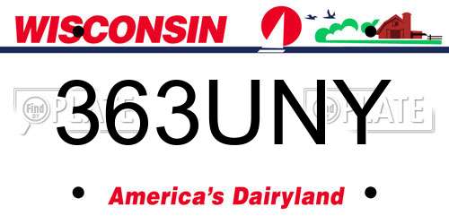 363UNY Wisconsin License Plate