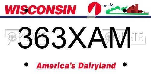 363XAM Wisconsin License Plate