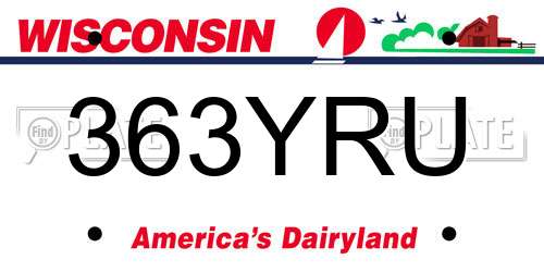 363YRU Wisconsin License Plate