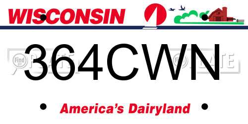364CWN Wisconsin License Plate