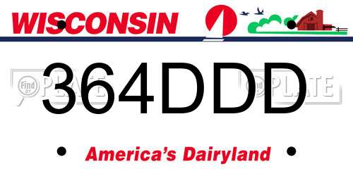 364DDD Wisconsin License Plate