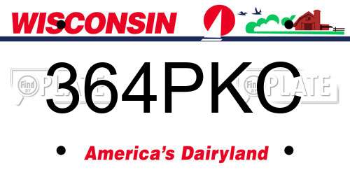 364PKC Wisconsin License Plate