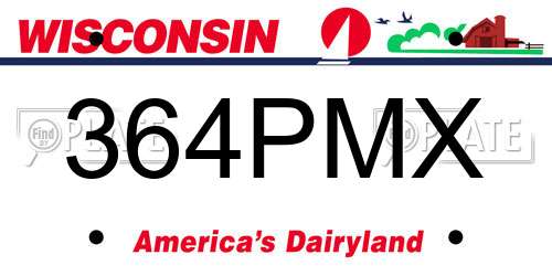 364PMX Wisconsin License Plate