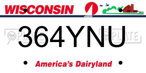 364YNU Wisconsin License Plate