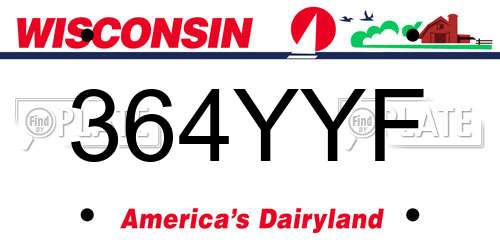 364YYF Wisconsin License Plate