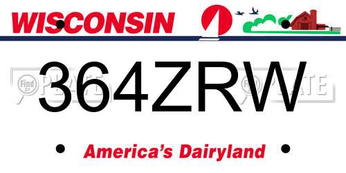 364ZRW Wisconsin License Plate