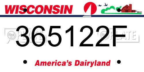 365122F Wisconsin License Plate