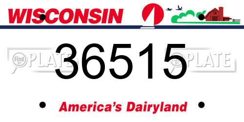 36515 Wisconsin License Plate
