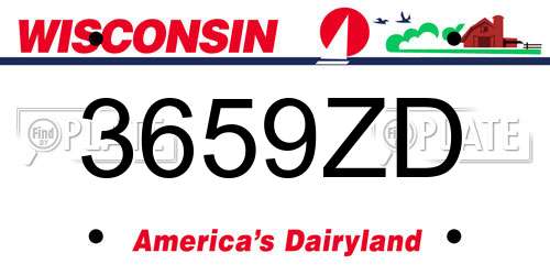 3659ZD Wisconsin License Plate